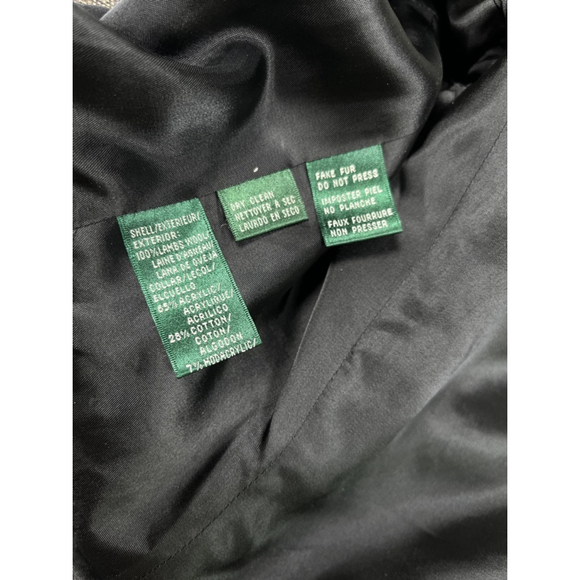 Get Lauren Ralph Lauren Womens Blazer Lambs Wool Faux Fur Collar Brown Size 6 - Picture 9 of 11